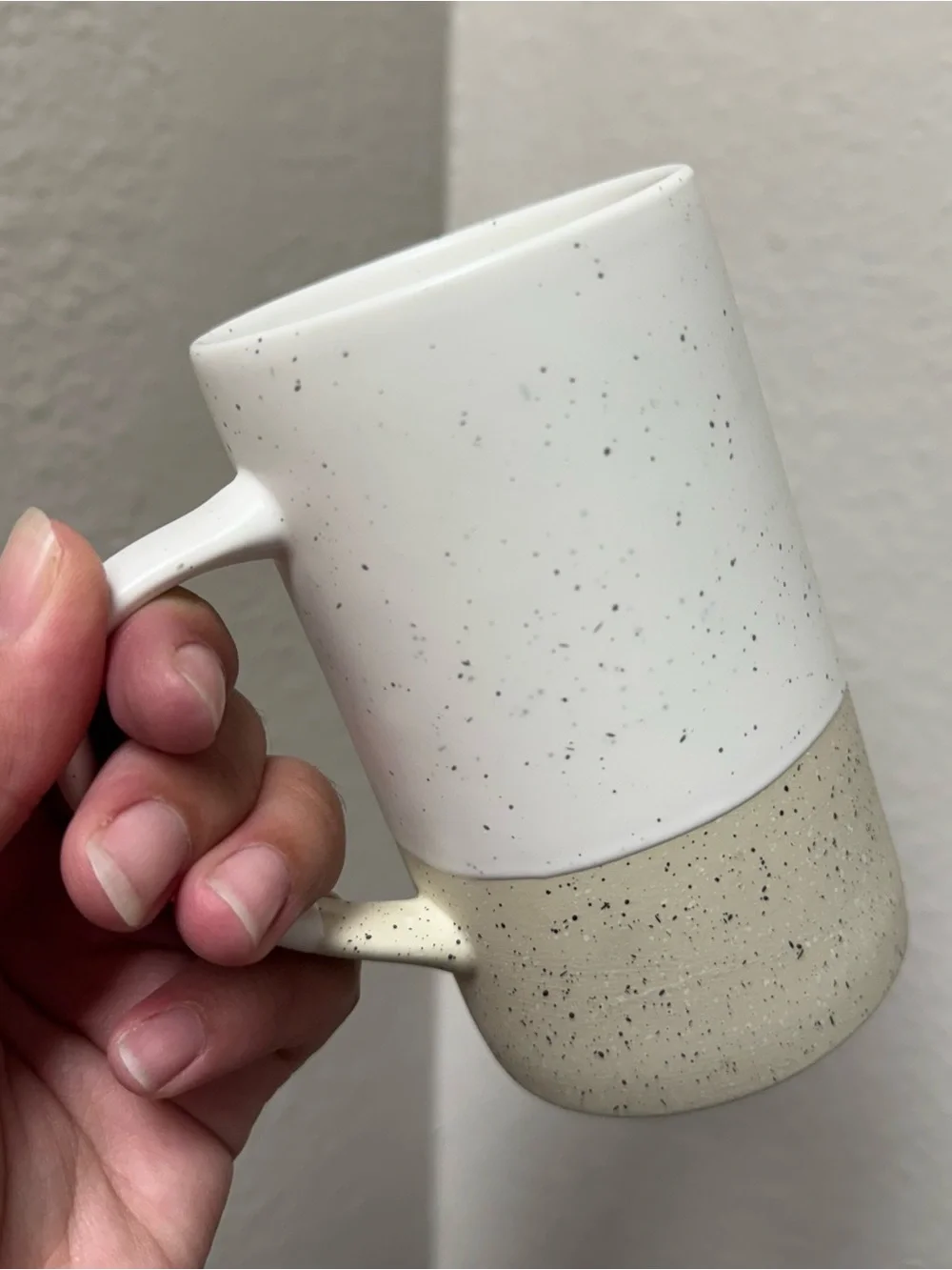 Speckled Two-Tone Ceramic Coffee Mug - White & Tan